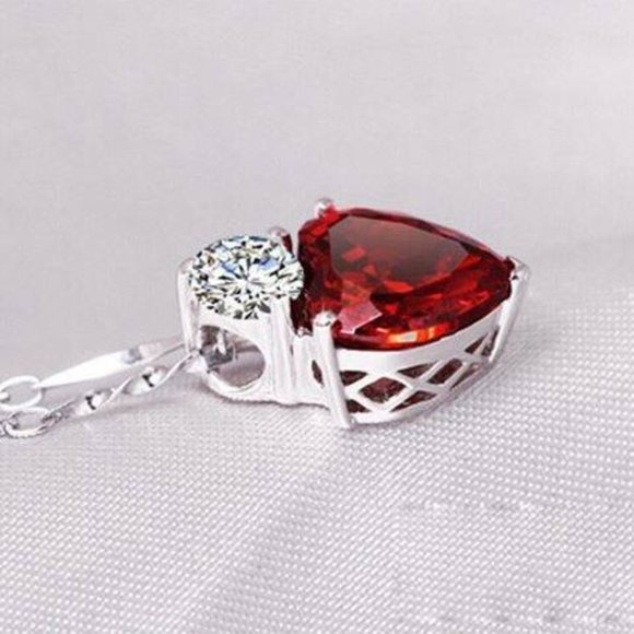 White Gold Plated Red Heart Cut AAAAA CZ - Picture 3 of 5